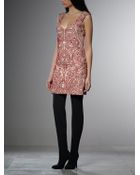 Patrizia Pepe Short Dress With Embroidery In Contrasting Colors - Lyst
