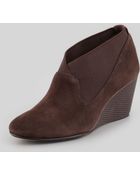Taryn Rose Keene Suede Wedge Pump Dark Brown - Lyst