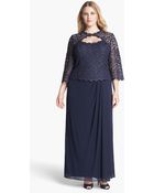 Alex Evenings Metallic Lace Mesh Gown - Lyst