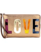 Lanvin Love Metallic Leather Clutch - Lyst