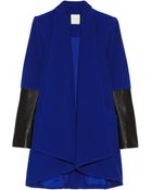Mason by Michelle Mason Leather Sleeved Wool Blend Coat - Lyst