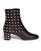 Valentino Studded Leather Boots - Lyst