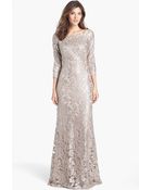 Tadashi Shoji Embellished Lace Gown - Lyst