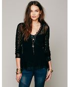 Free People Directions in Pointelle Wrap Sweater - Lyst