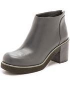 Jil Sander Navy Stacked Heel Platform Booties - Lyst
