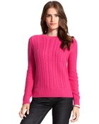 Tommy Hilfiger Long Sleeve Cable Crew Neck Sweater - Lyst