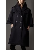 Burberry Bonded Wool Cashmere Capesleeve Coat - Lyst