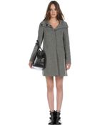 Stefanel High Collar Patterned Overcoat - Lyst