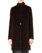 Max Mara Funnelneck Striped Coat - Lyst