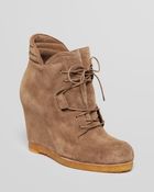 Stuart Weitzman Lace Up Platform Wedge Booties - Kidstuff - Lyst