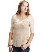 Free People Mixed Media Lace Paneled Top - Lyst