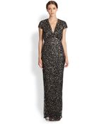 Nicole Miller Sequinedpatterned Tulle Gown - Lyst