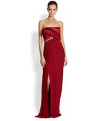Notte By Marchesa Embellished Strapless Silk Gown - Lyst