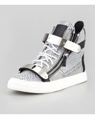 Giuseppe Zanotti Mens Printed Zip Buckle Hightop Sneaker - Lyst