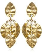 Kenneth Jay Lane Large Gold and Crystal Leaf Earrings - Lyst