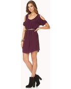 Forever 21 Cold Shoulder Shift Dress W/ Belt - Lyst