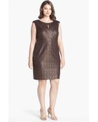 Kay Unger Metallic Lace Sheath Dress - Lyst