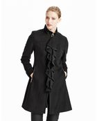 T Tahari Ruffle Front Wool Coat - Lyst