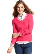Tommy Hilfiger Long Sleeve Cable-Knit V-Neck - Lyst