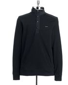 Calvin Klein Half Zip Mockneck Ribbed Cotton Sweater - Lyst