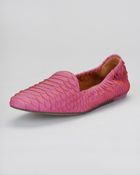 Lanvin Flat Python Loafer - Lyst