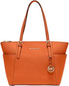MICHAEL Michael Kors Jet Set East West Leather Tote Bag - Lyst