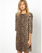 Asos Shift Dress In Animal Print - Lyst