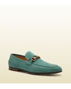 Gucci Suede Horsebit Loafer - Lyst