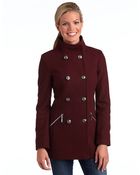 Kensie Double-Breasted Military Coat - Lyst