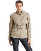 MICHAEL Michael Kors Belted Stand Collar Jacket - Lyst