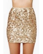 Nasty Gal Rare London Gold Crush Sequin Skirt - Lyst