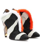 Fendi Minktrimmed Calf Hair Ankle Boots - Lyst