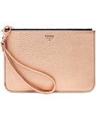 Fossil Metallic Leather Small Zip Pouch - Lyst