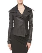 Donna Karan New York Jerseypanel Stretch Leather Jacket - Lyst