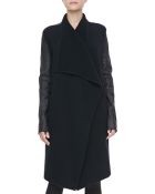 Donna Karan New York Leather-Sleeve Cashmere Coat - Lyst