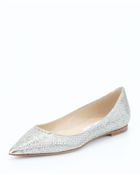Jimmy Choo Alina Pointtoe Glitter Flat Champagne - Lyst