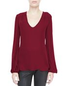 L'Agence Ruchshoulder Silk Blouse - Lyst