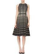 Lela Rose Seamed Striped Halter Dress - Lyst