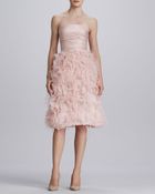 Oscar de la Renta Strapless Organza Feather Dress - Lyst