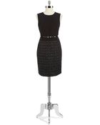 Calvin Klein Sleeveless Tweed Dress with Belt - Lyst