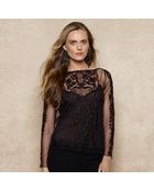 Ralph Lauren Blue Label Hand-Beaded Tulle Blouse - Lyst
