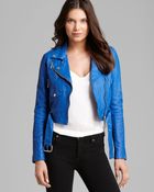 MICHAEL Michael Kors Cropped Leather Moto Jacket - Lyst