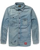 Neighborhood Distressed Washed denim Shirt - Lyst