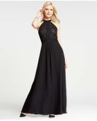 Ann Taylor Silk Georgette Lace Halter Gown - Lyst