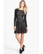 BCBGMAXAZRIA Intarsia Sweater Fit Flare Dress - Lyst