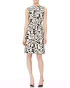 Lela Rose Split-Front Jacquard Sheath Dress - Lyst