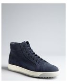 Tod's Navy Suede Lace Up High Top Sneakers - Lyst