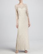 Aidan Mattox Lace 34sleeve Sheath Gown - Lyst