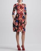 Oscar de la Renta Full Floral-Print Ikat Dress - Lyst