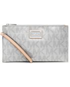 Michael Kors Signature Metallic Large Zip Pouch - Lyst